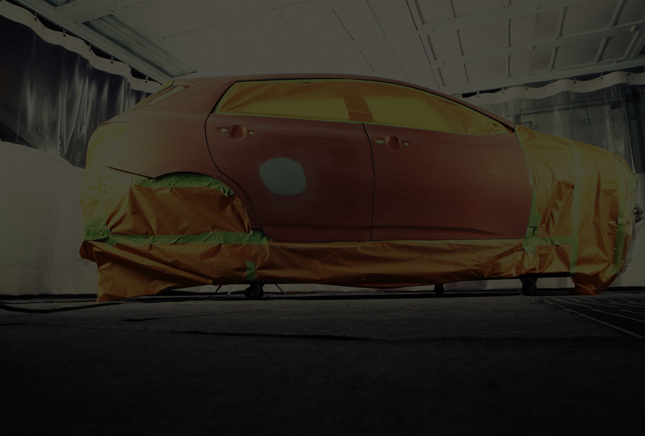 Collision repair work in the MK Auto Body Inc shop